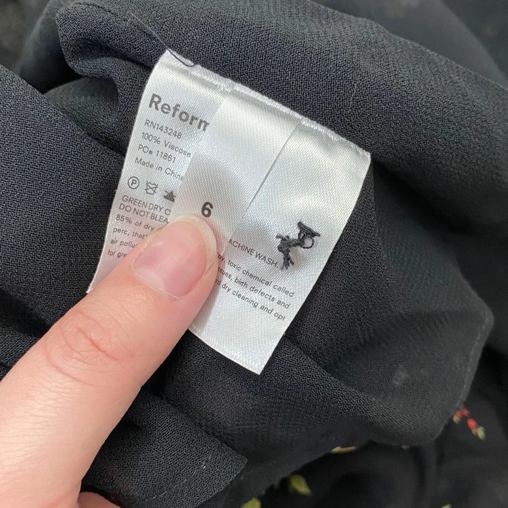 Reformation Black Floral Midi Dress - Picture 9 of 9